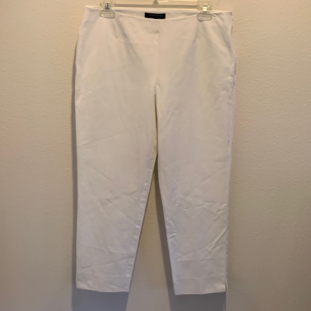 Lafayette 148 New York Womens Bright White Cropped Bleecker Pant. EUC. Size 10.